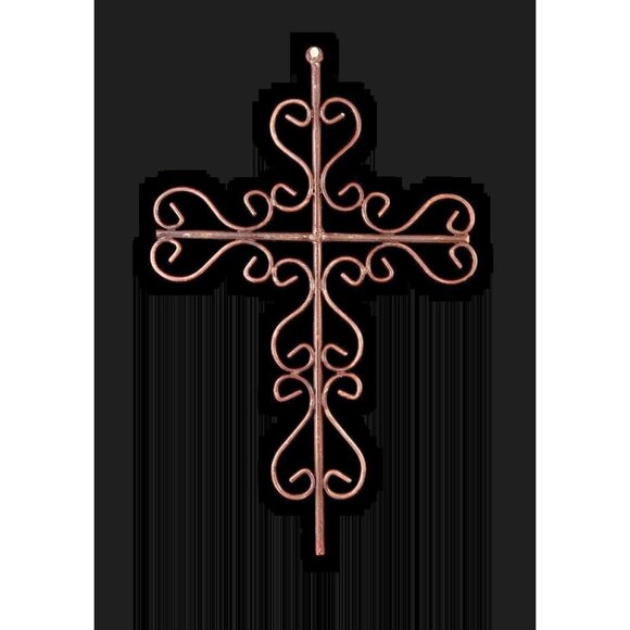 Cross Wrought Iron Hand Forged & Welded Wall Hanging Christian Crucifix 22 x 15 - Picture 3 of 10